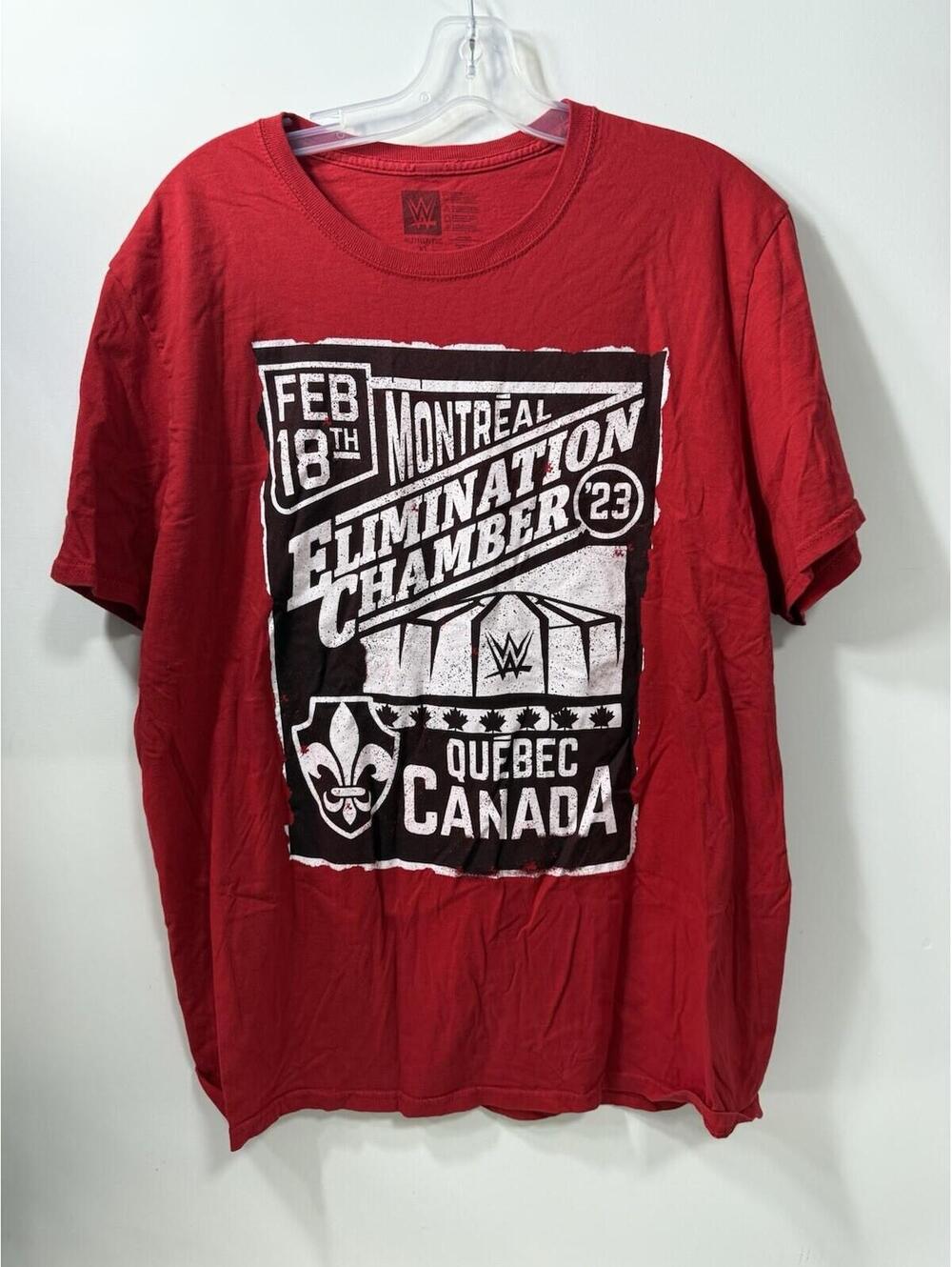 WWE Elimination Chamber 2023 Montreal Quebec Red T SHIRT Size Extra Large